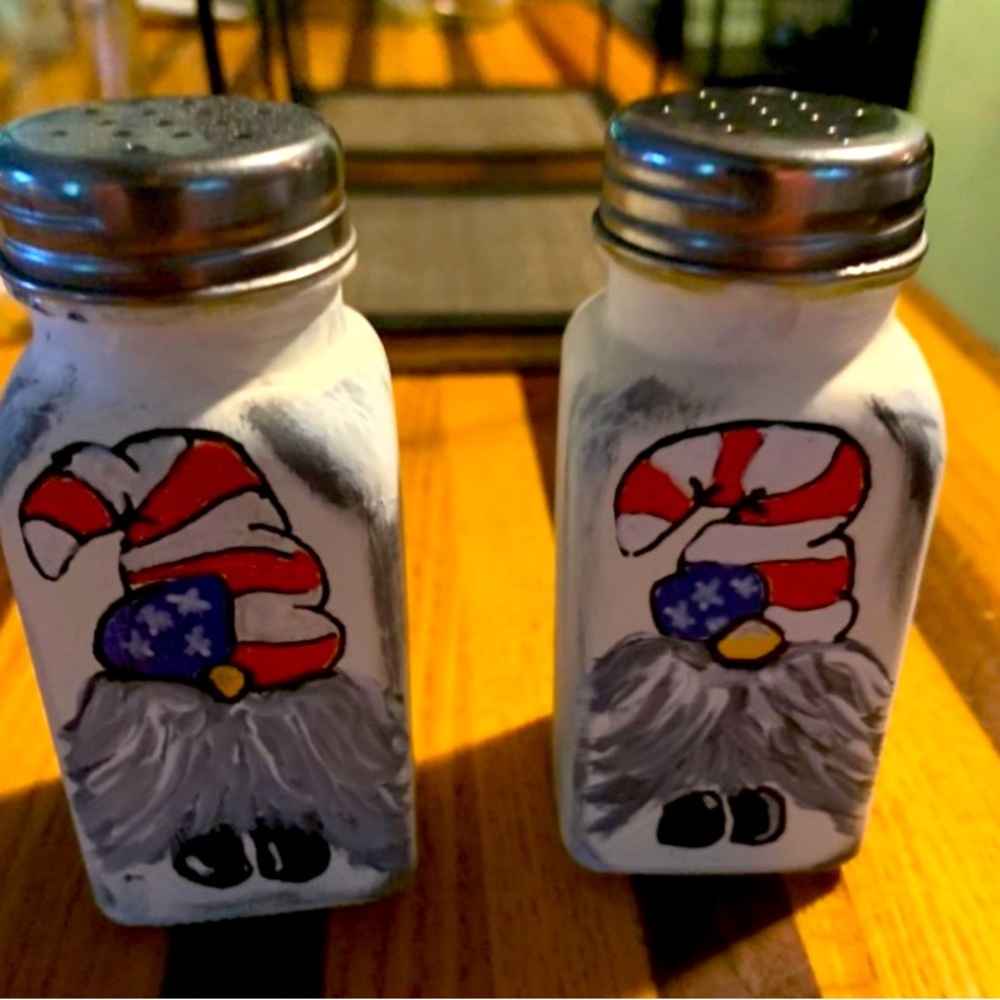 Hand painted salt and pepper shakers